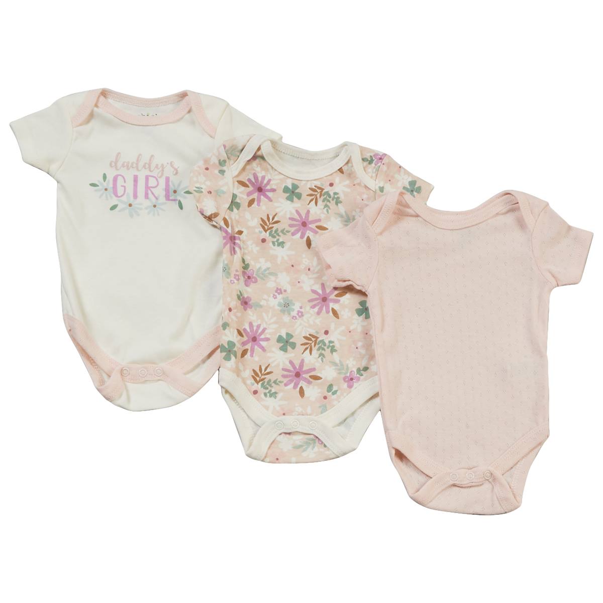 Baby Girl (NB-9M) Chick Pea(R) 3pk. Daddy's Girl Bodysuits