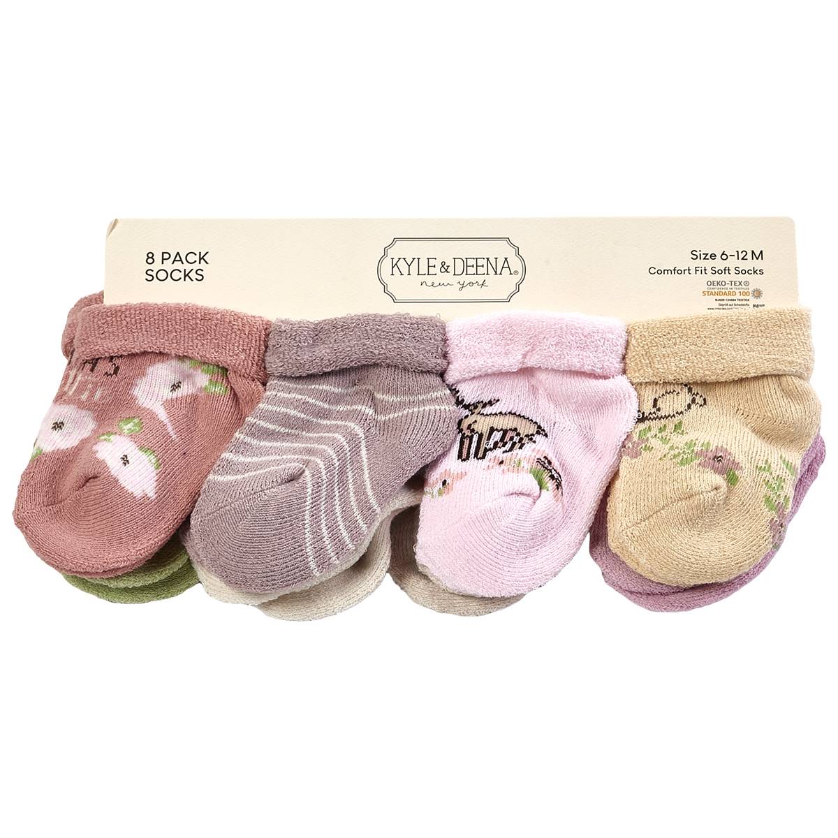 Baby Girl (NB-12M) Kyle & Deena 8pk. Deer Girl Turn Cuff Booties