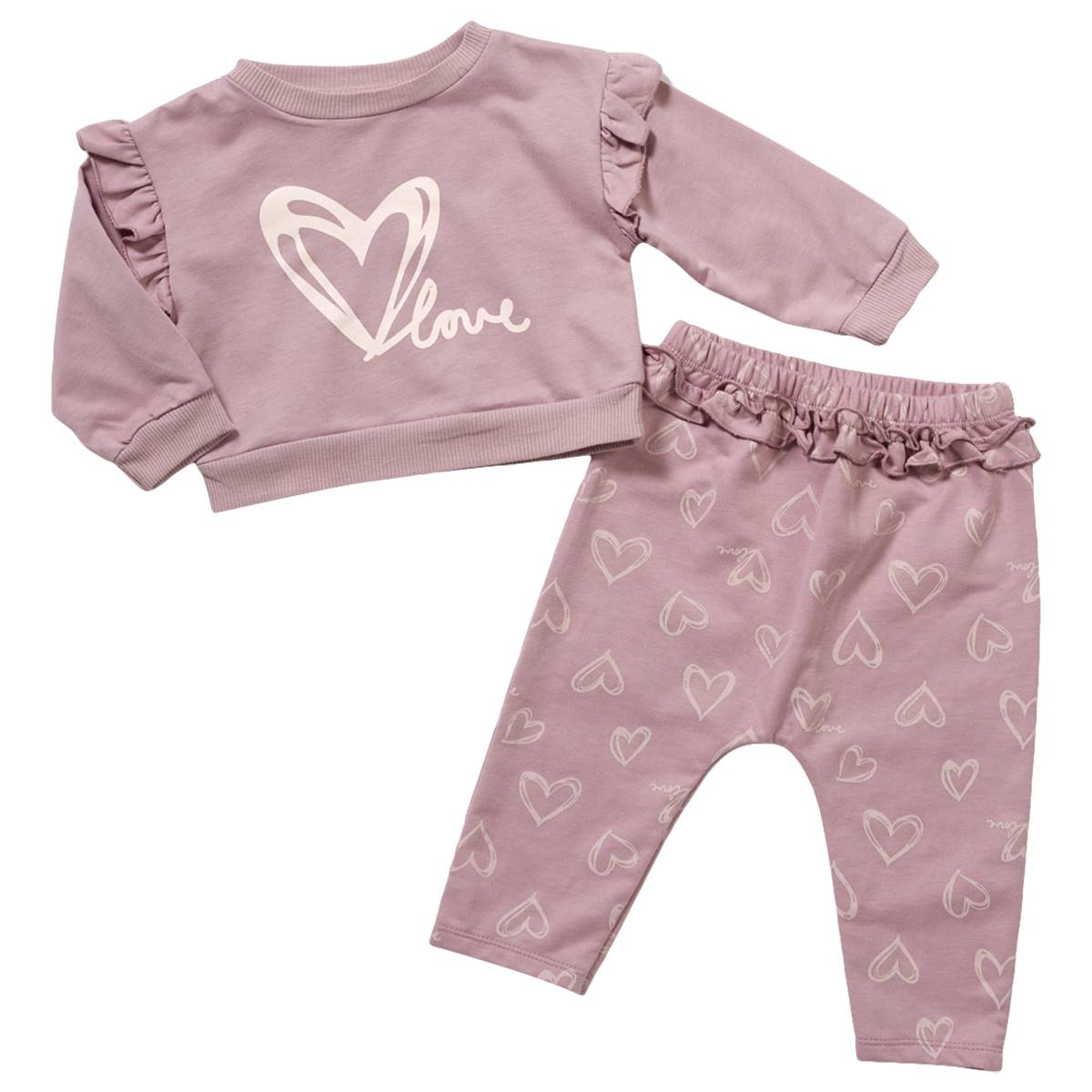 Baby Girl (NB-9M) Chick Pea 2pc. Love Heart Joggers Set