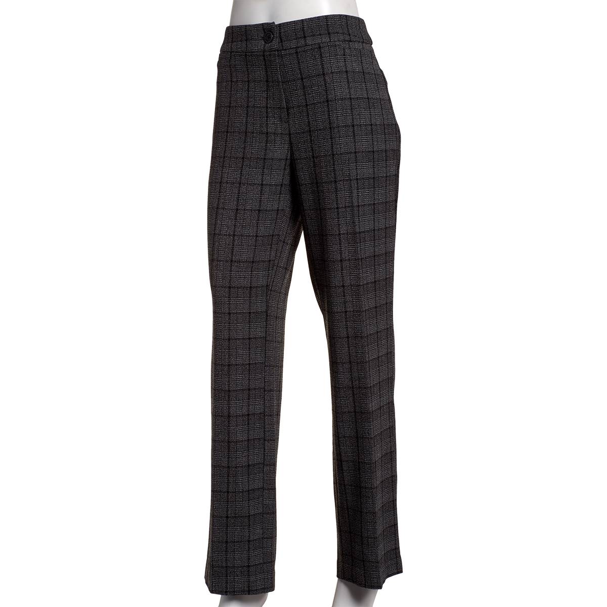 Womens Briggs 1 Button Bi-Stretch Plaid Wide Leg Pants-Average