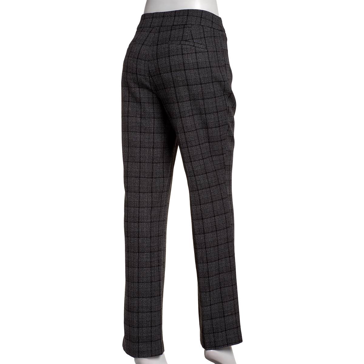 Womens Briggs 1 Button Bi-Stretch Plaid Wide Leg Pants-Average