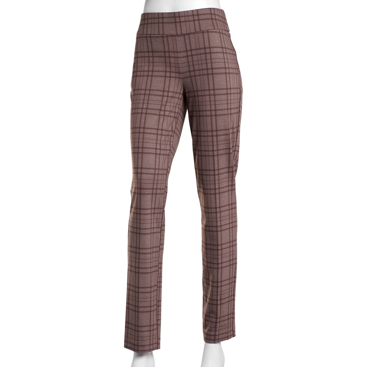 Plus Size Briggs Plaid Pull On Straight Leg Ponte Pants