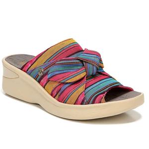 Womens BZees Smile Striped Wedge Sandals