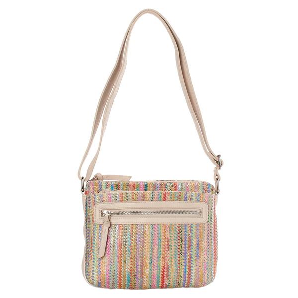 Bueno Striped Straw Top Zip Minibag
