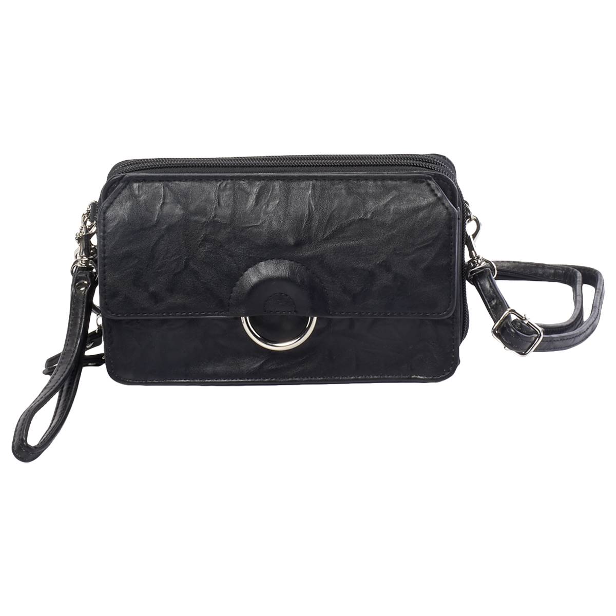 Bueno Double Zip Ring Crossbody Wallet On A String