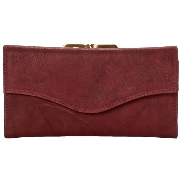 Womens Great American Leatherworks Flap Frame Solid Clutch Wallet