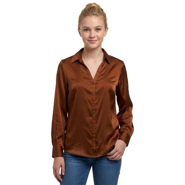 Juniors A. Byer Satin Button Up Blouse alternate view