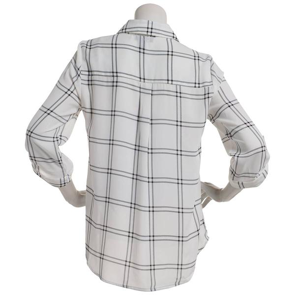 Juniors A. Byer Windowpane Button Front Portofino Blouse alternate view