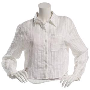 Juniors A. Byer Stripe Cropped Button Up Shirt