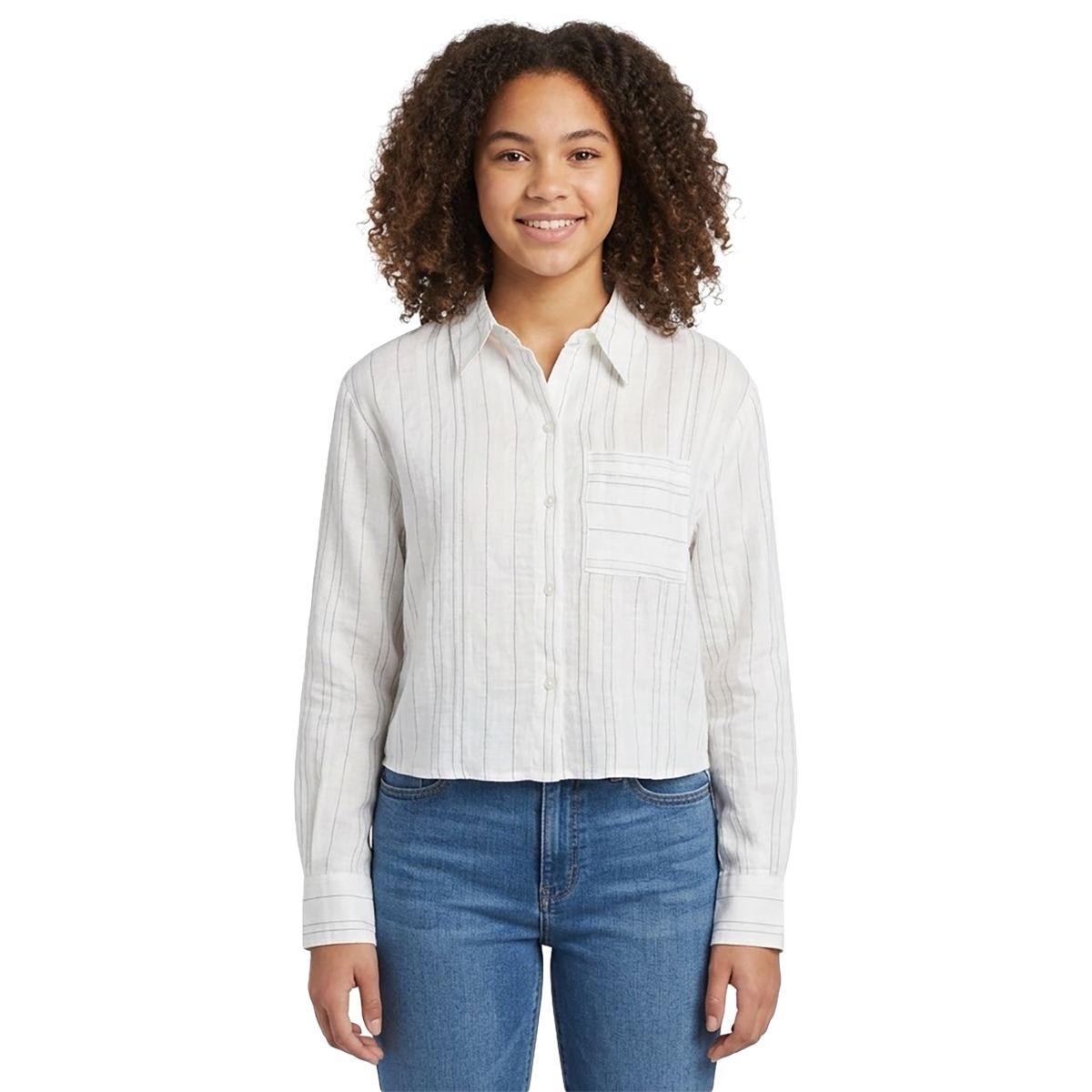 Bcx Juniors' Striped Collared Button-Up Shirt - Color 5
