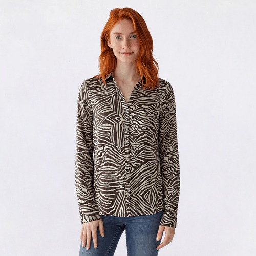 Juniors A. Byer Zebra Satin Button Up