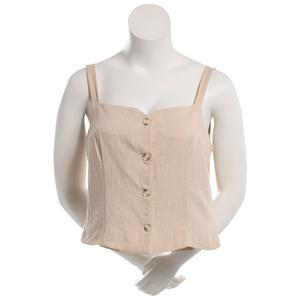 Juniors A. Byer Button Up Vest Tank Top - Sand alternate view