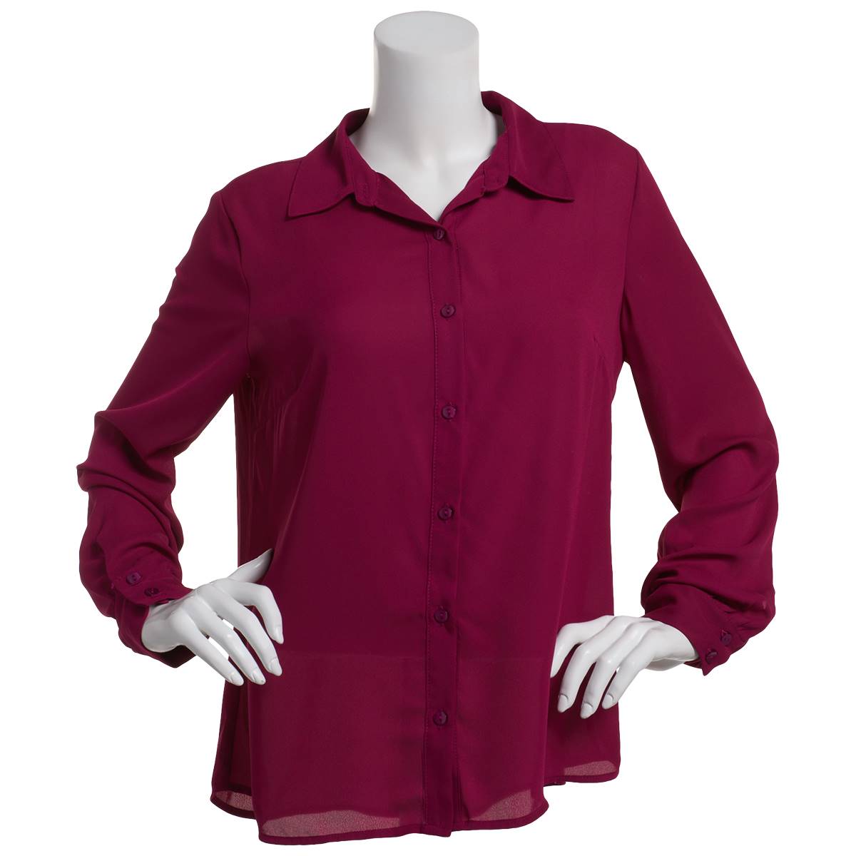 Juniors A. Byer Berry Semi Sheer Casual Button Down