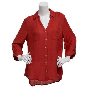 Juniors A. Byer Gauze Button Up Blouse alternate view