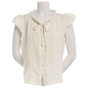 Juniors A. Byer Flutter Sleeve Babydoll Tie Neck Blouse