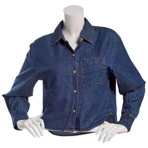 Juniors A. Byer Stretch Denim Button Up Shirt alternate view