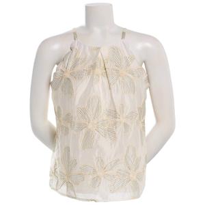 Juniors A. Byer Embroidered Floral Scallop Edge Top