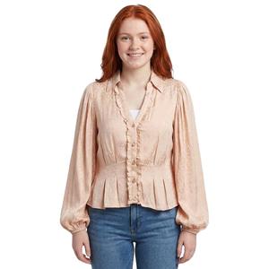 Juniors A. Byer Leopard Ruffle Button Front Blouse