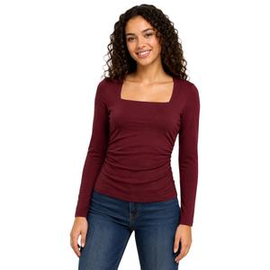 Juniors A. Byer Solid Square Neck Side Ruch Knit Top alternate view