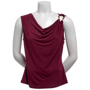 Juniors A. Byer Drape Neck Top with Hardware