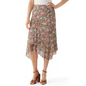 Juniors A. Byer Floral Mesh Shark Bite Midi Skirt
