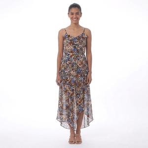 Juniors A. Byer Floral Asymmetrical Ruffle Side Slit Midi Dress