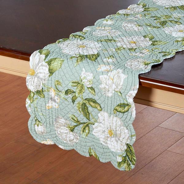 Magnolia Garden Quilted Runner - 14x51