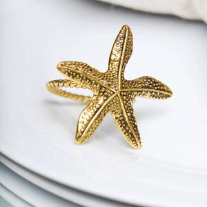 Gold Starfish Napkin Ring Set Of 4 alternate view