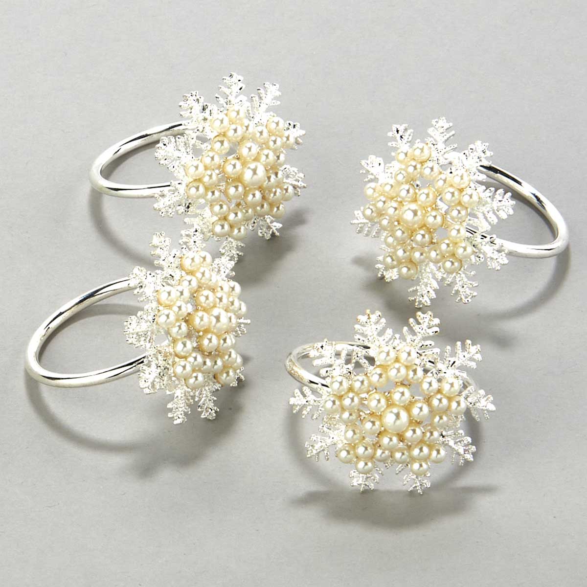 Pearl Snowflake Napkin Rings - Set Of 4