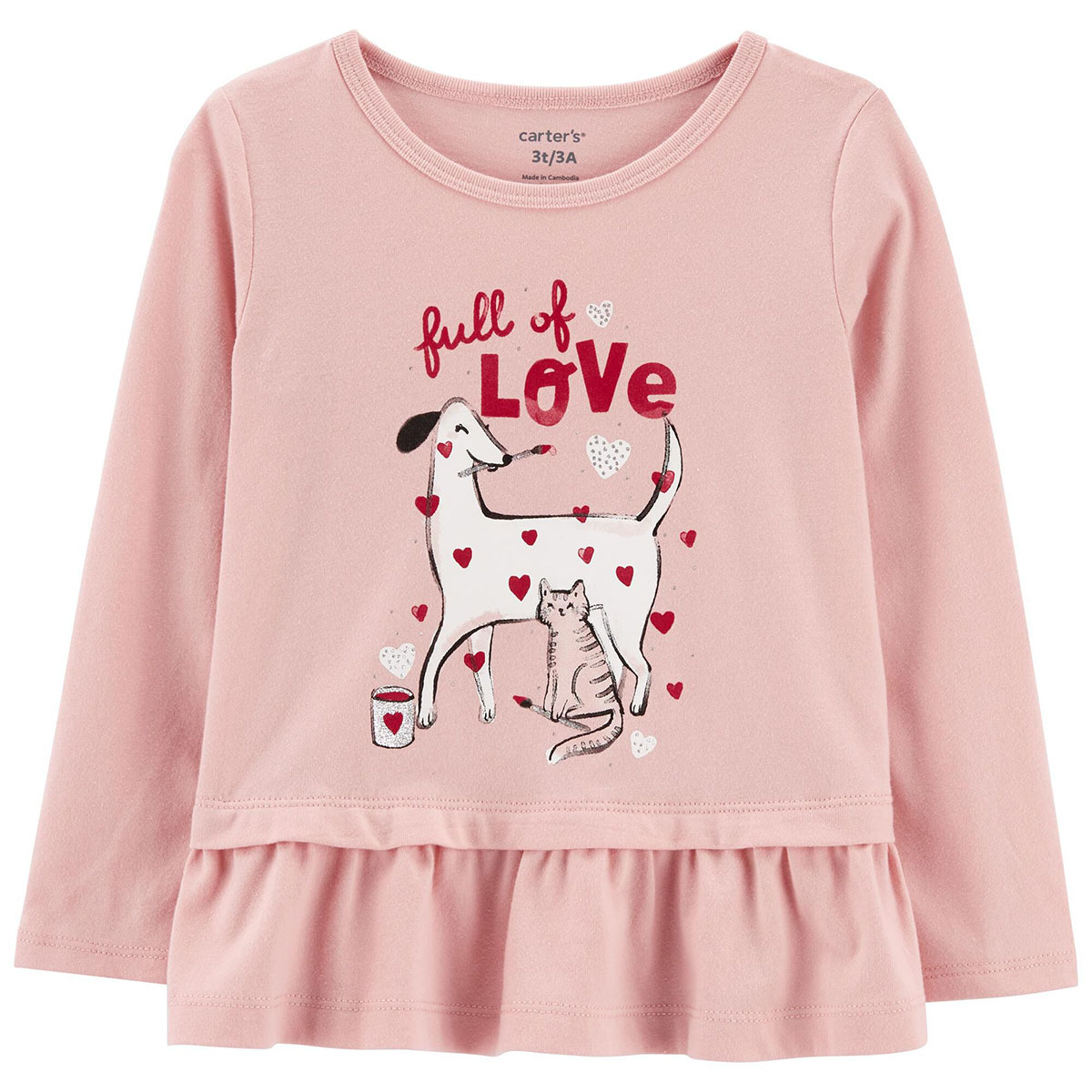 Toddler Girl Carter's(R) Full Of Love Dog Peplum Top