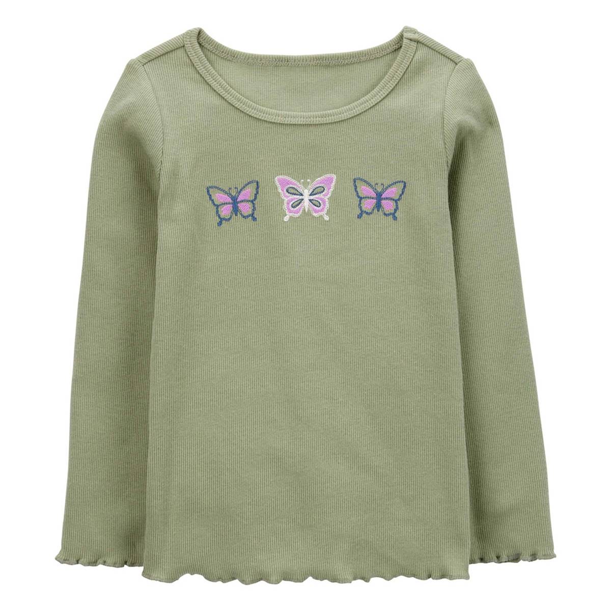 Toddler Girl Carters(R) Butterfly Embroidered Long Sleeve Top