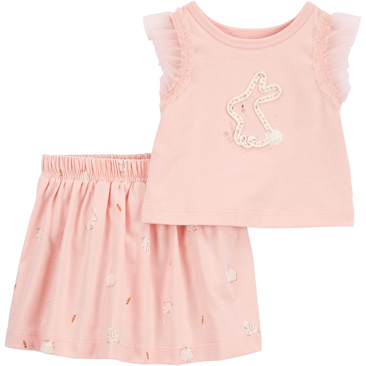 Toddler Girl Carters(R) Bunny Short Sleeve Ruffle Top & Skort Set