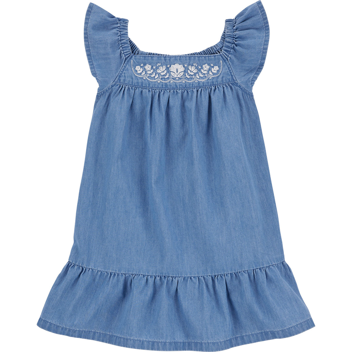 Toddler Girl Carters(R) Flower Embroidered Chambray Dress