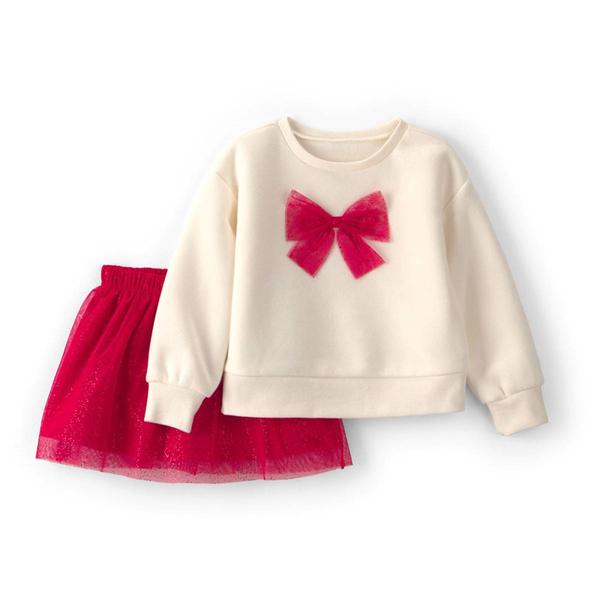 Toddler Girl Carter's(R) Tulle Bow Fleece Top & Skort Set