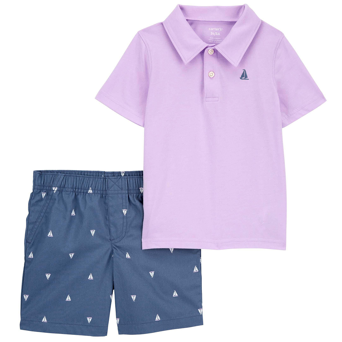 Toddler Boy Carters(R) Solid Polo & Sailboat Shorts