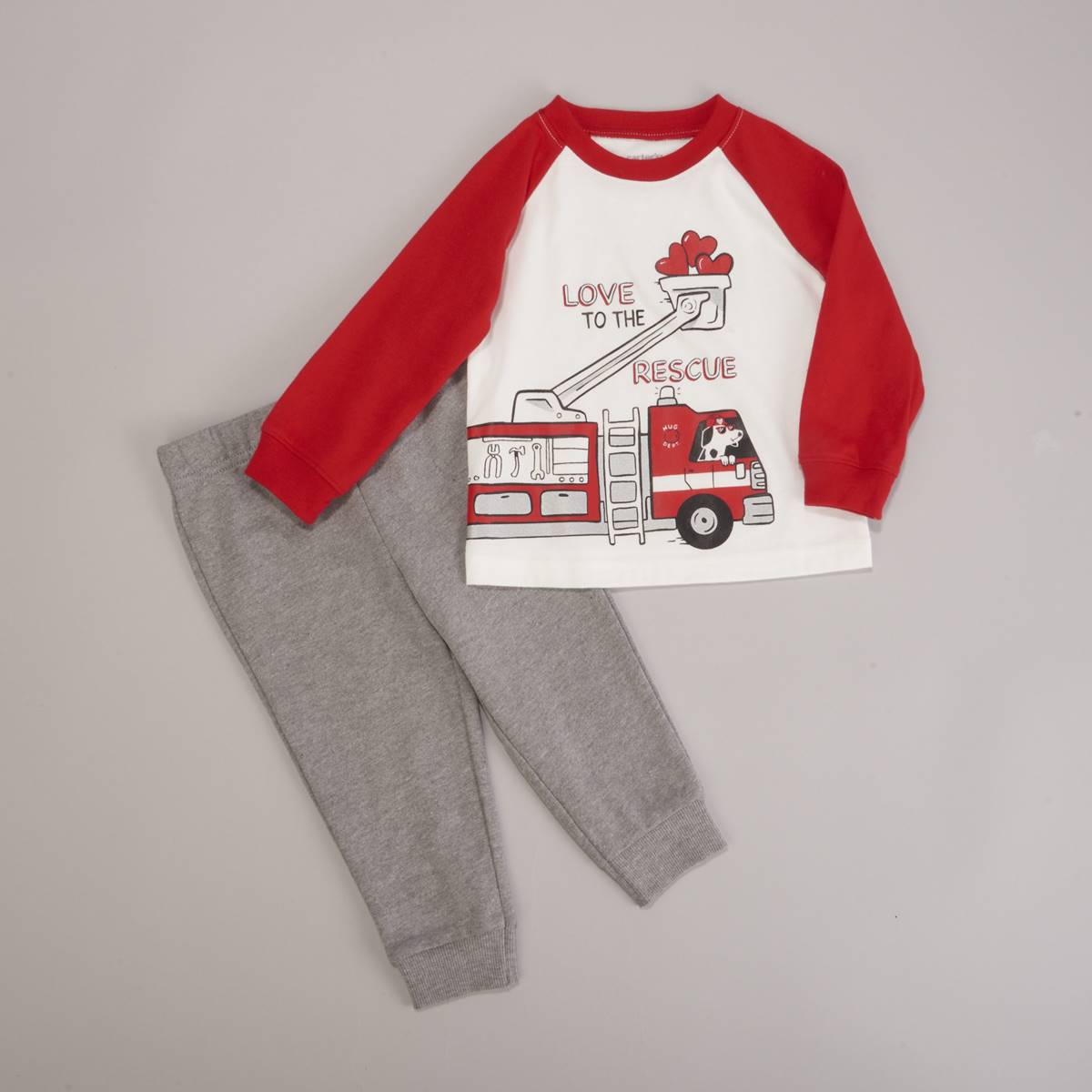 Toddler Boy Carter's(R) Firetruck Valentine Top & Joggers Set