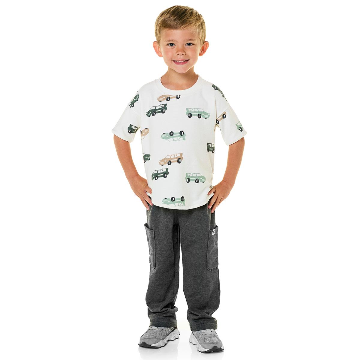 Carter's Baby Boys' Car French Terry Short-Sleeve T-Shirt and Pants, 2-Piece Set - Cream/Gray