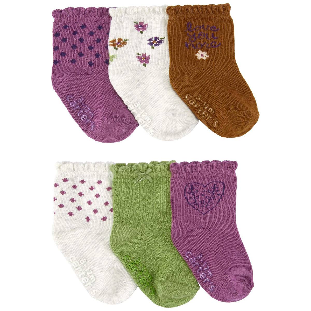 Baby Girl (3-24M) Carters(R) 6pk. Love More Heart & Floral Socks