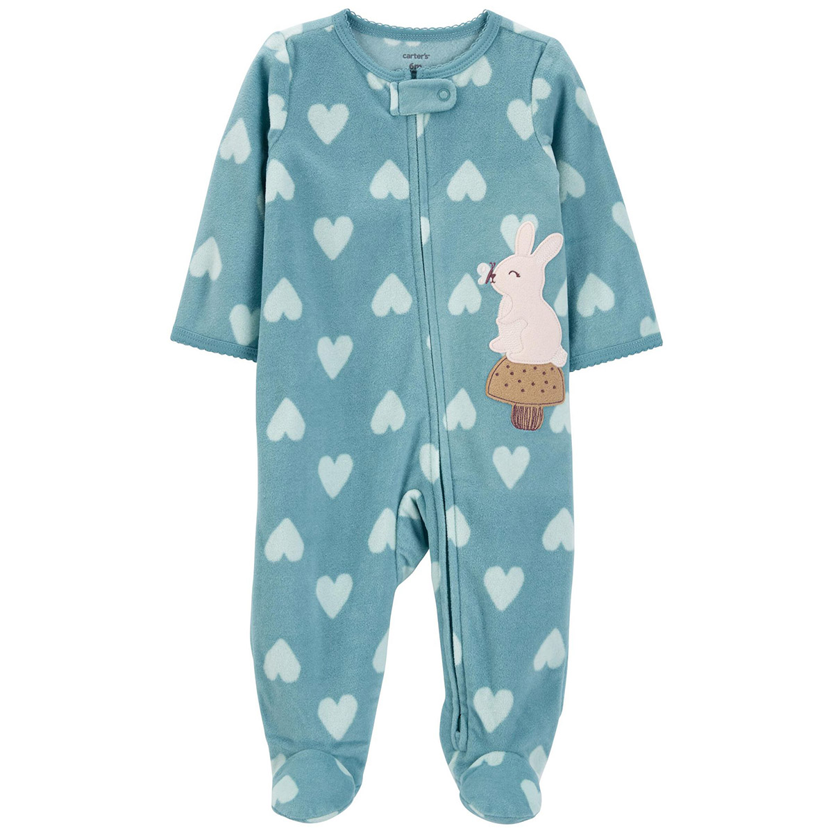 Baby Girl (NB-9M) Carters(R) Bunny & Heart Zip Up Pajamas