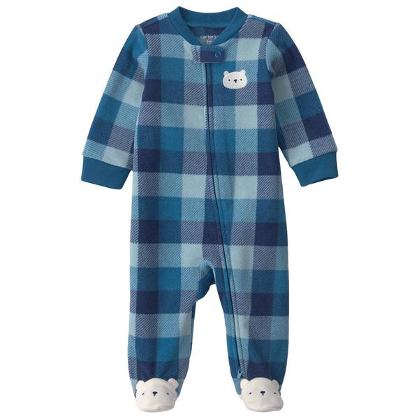 Baby Boy (NB-9M) Carter's(R) Bear Plaid Zip Sleep & Play Pajamas