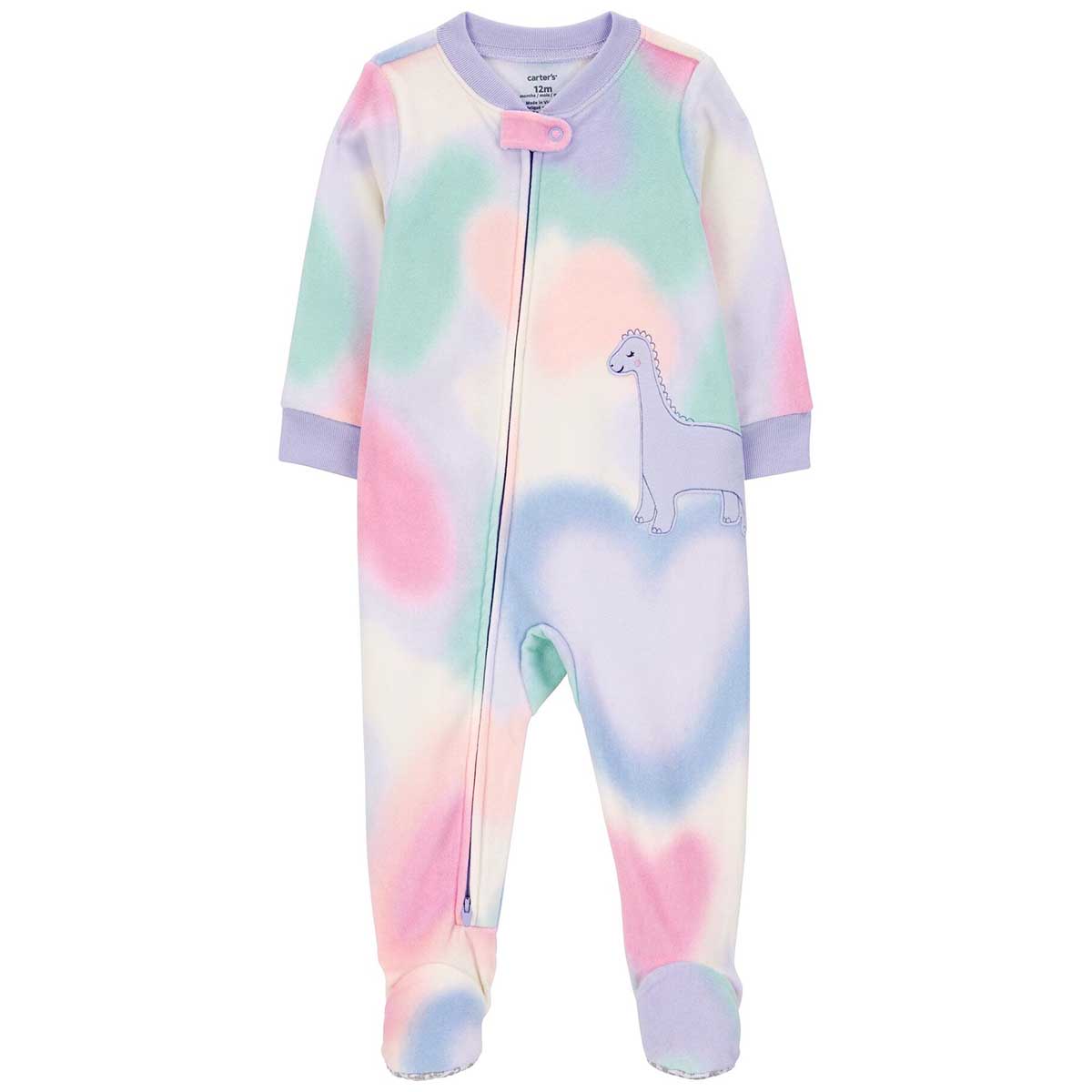 Baby Girl (12-24M) Carter's(R) Tie Dye Heart & Dino Fleece Pajamas