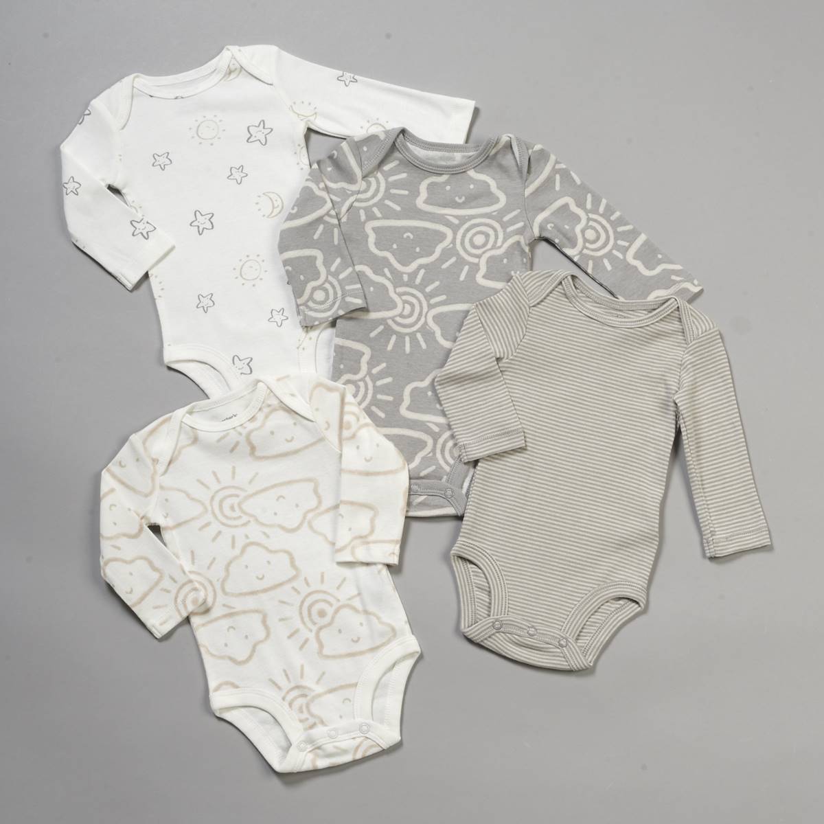 Baby Unisex (3-9M) Carter's(R) 4pk. Clouds/Stripe Bodysuits