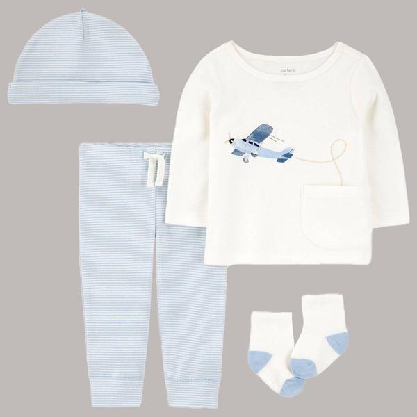 Baby Boy (NB-12M) Carter's(R) 4pc. Airplane & Stripe Pants Set