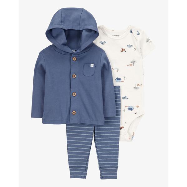 Baby Boy (NB-12M) Carter's(R) 3pc. Wild & Free Barn Cardigan Set alternate view
