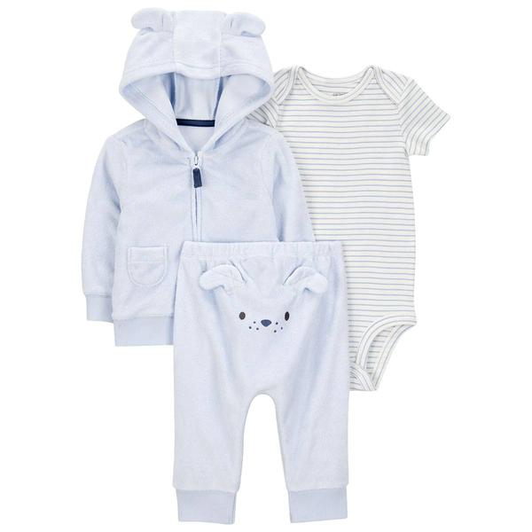 Baby Boy (3-12M) Carters(R) 3pc. Dog & Stripe Cardigan Set