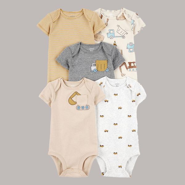 Baby Boy (NB-24M) Carters(R) 5pk. Construction Bodysuits