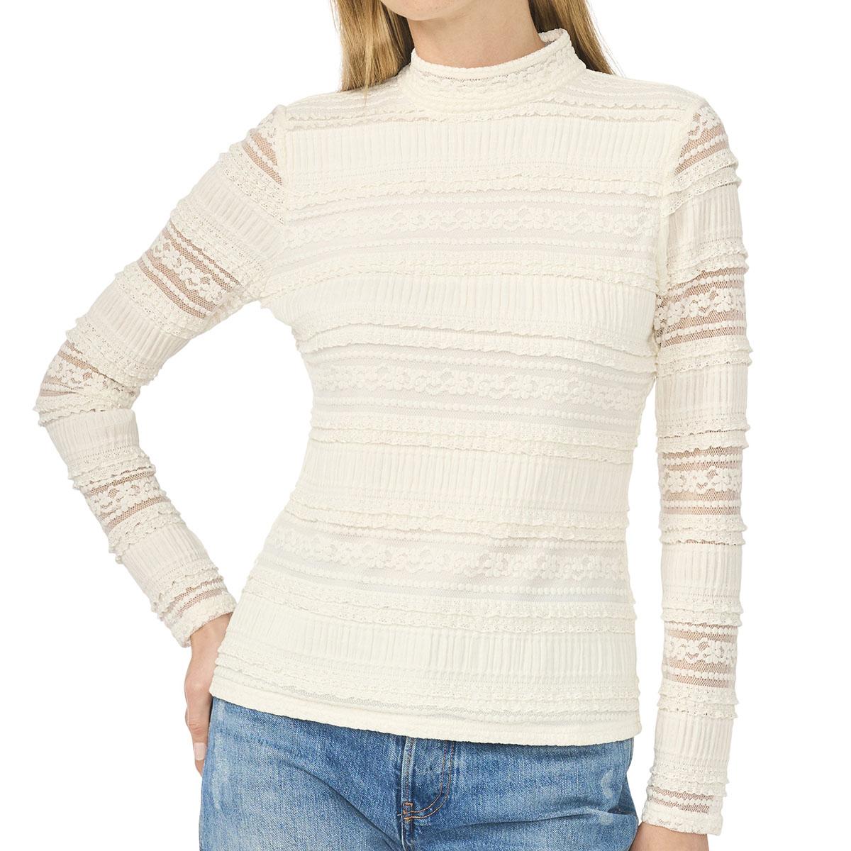CeCe Women's Turtleneck Fitted Long-Sleeve Top - New Ivory