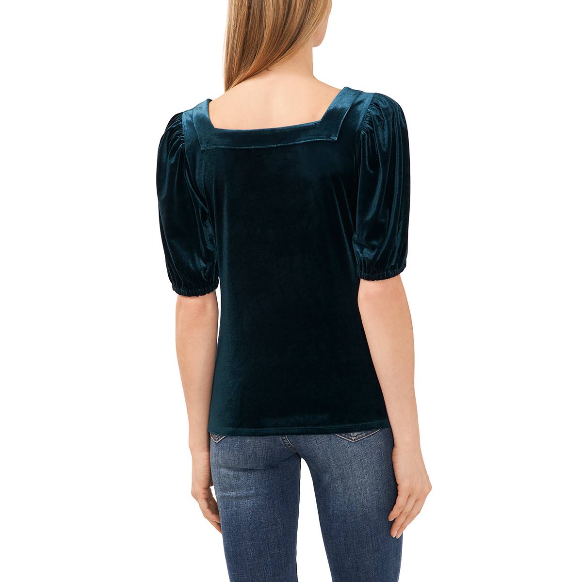 Womens Cece Elbow Sleeve Square Neck Velvet Blouse