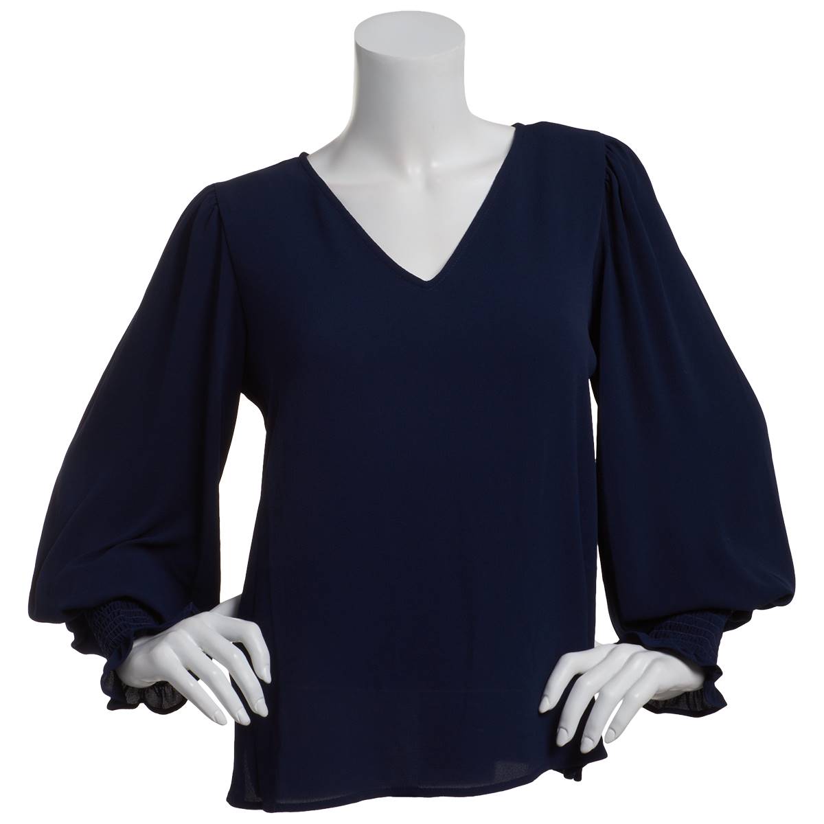 Womens Cece Long Puff Sleeve V-Neck Solid Blouse