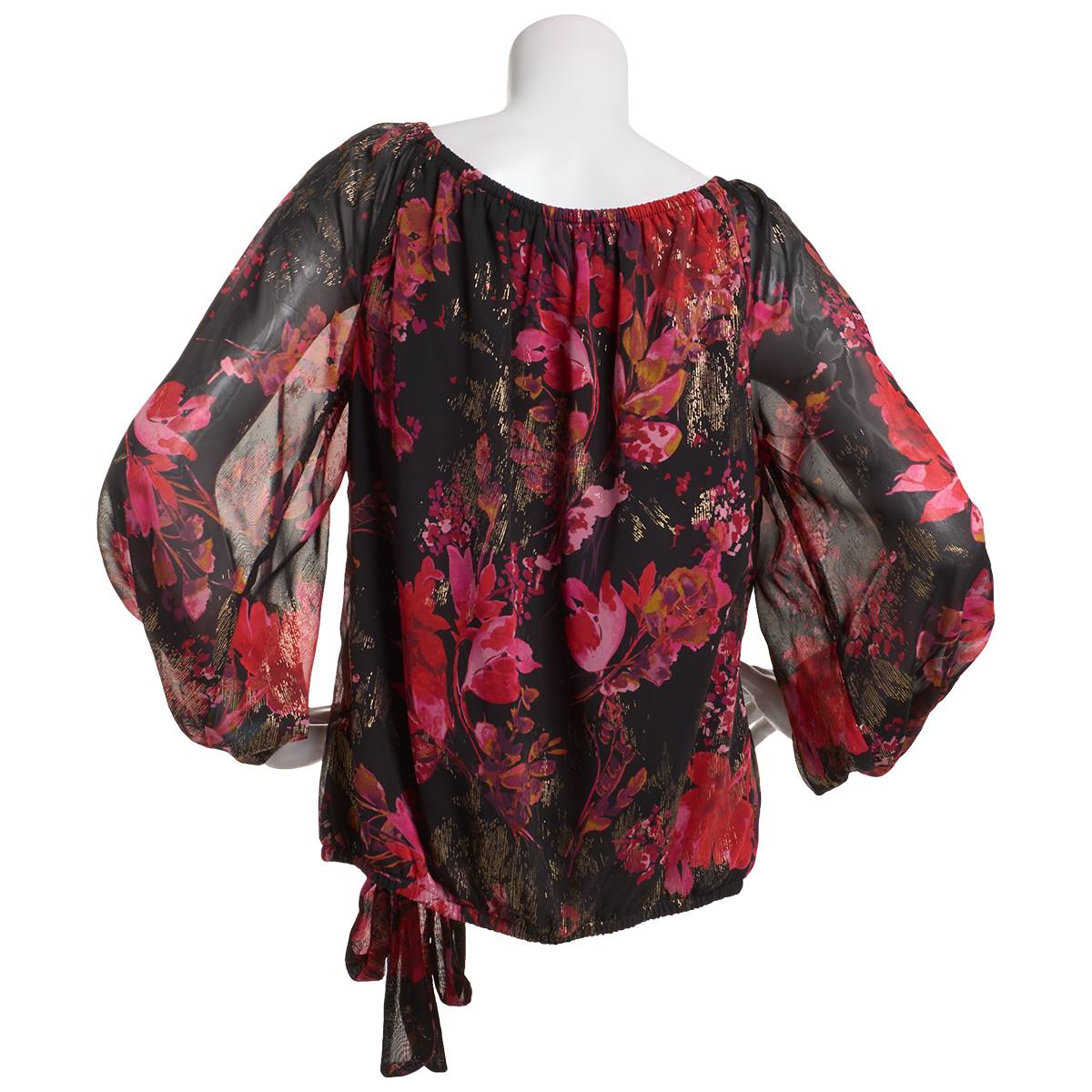 Womens Cece Long Sleeve Off The Shoulder Floral Tie Hem Blouse